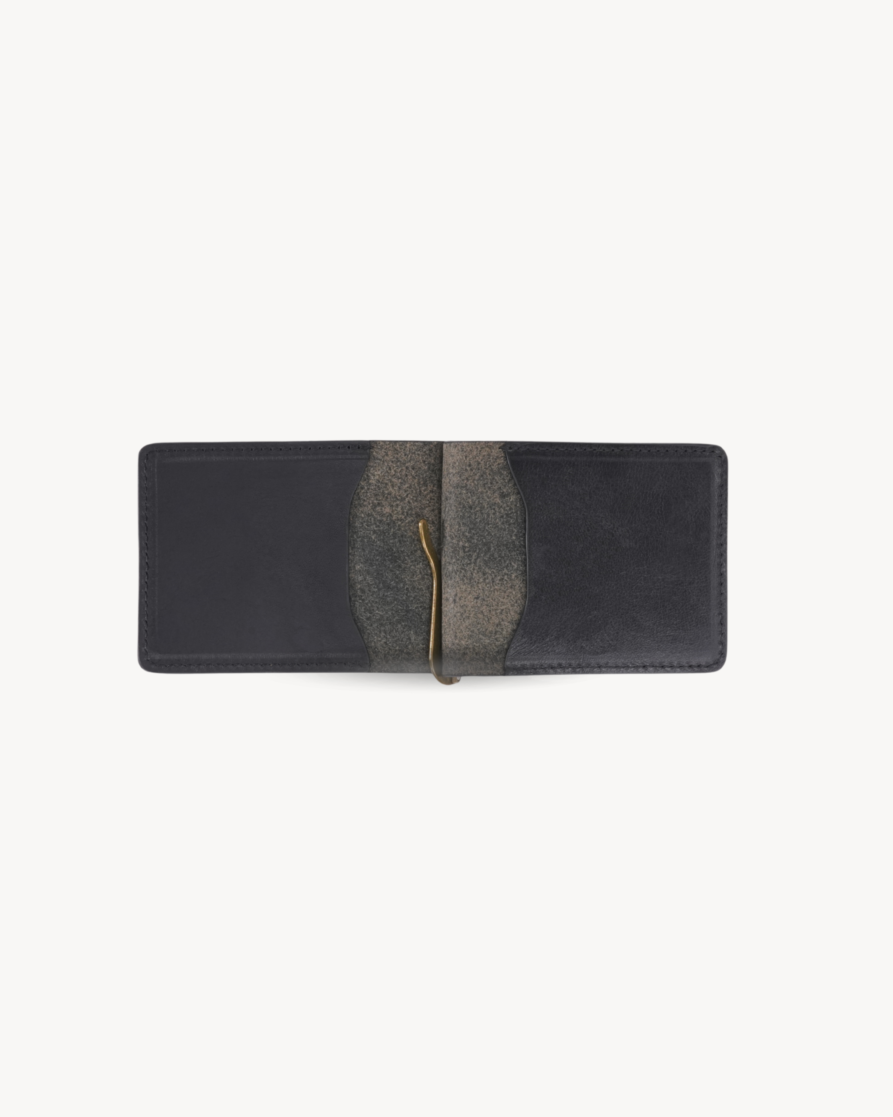 Black Full-Grain Leather Money Clip Wallet detail view 6