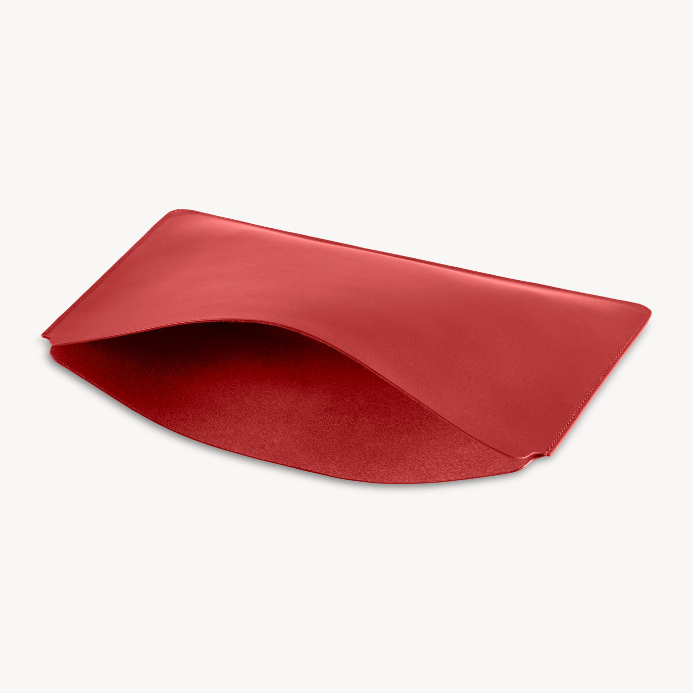 Red full grain leather sleeve detail view 4