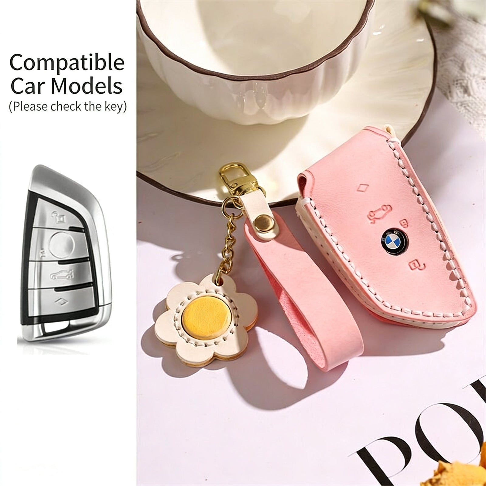 KAKAVY Handmade Genuine Leather Key Case for BMW detail image 4