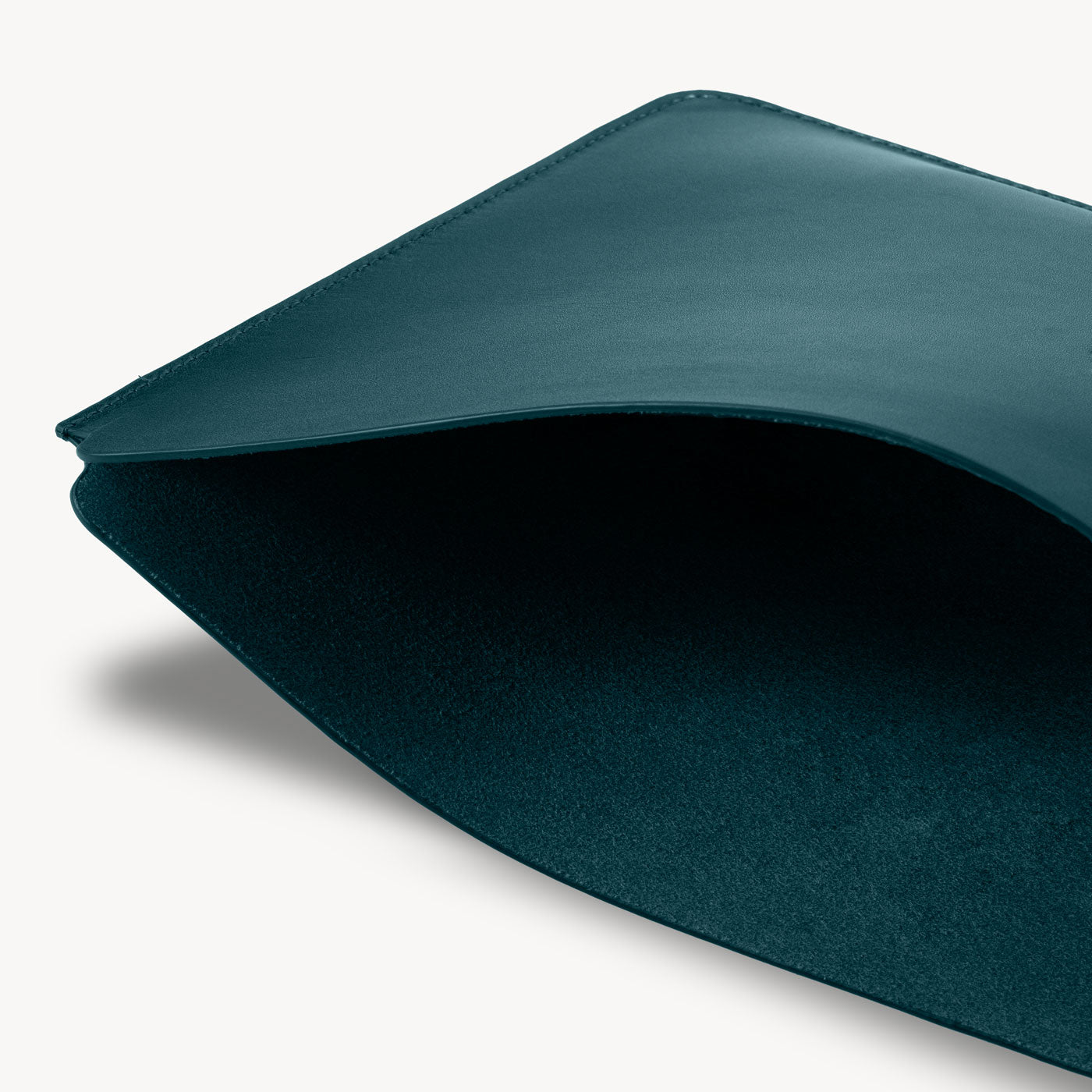 Blue full grain leather sleeve detail view 5