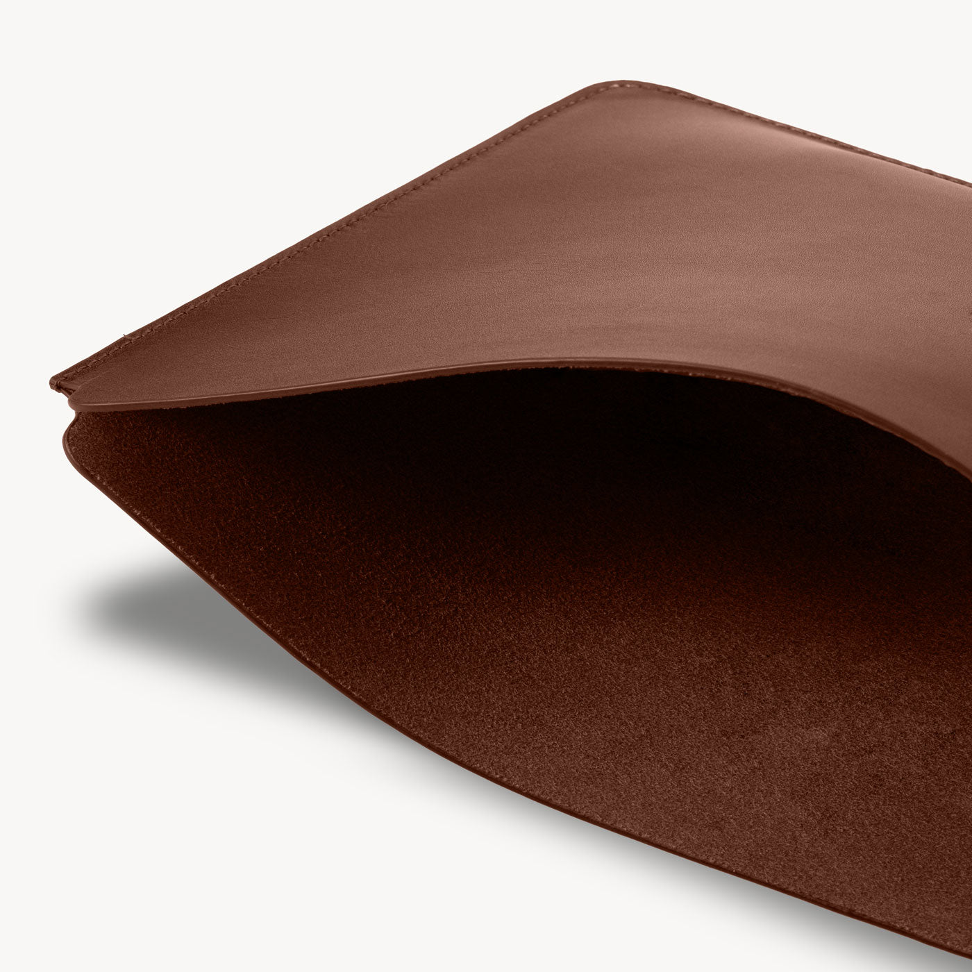 Brown full grain leather sleeve detail view 5