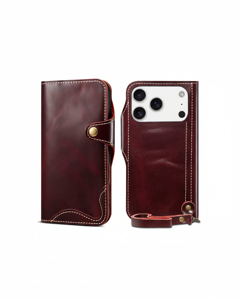 Genuine Leather Flip Case for iPhone