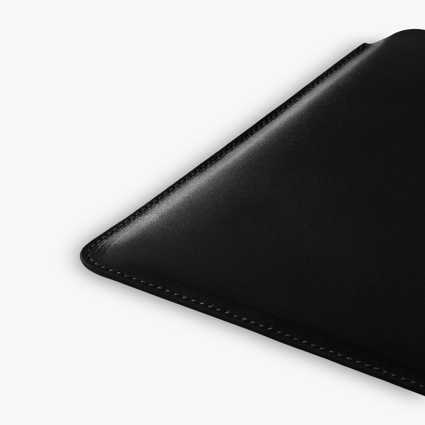 Black full grain leather sleeve detail view 6