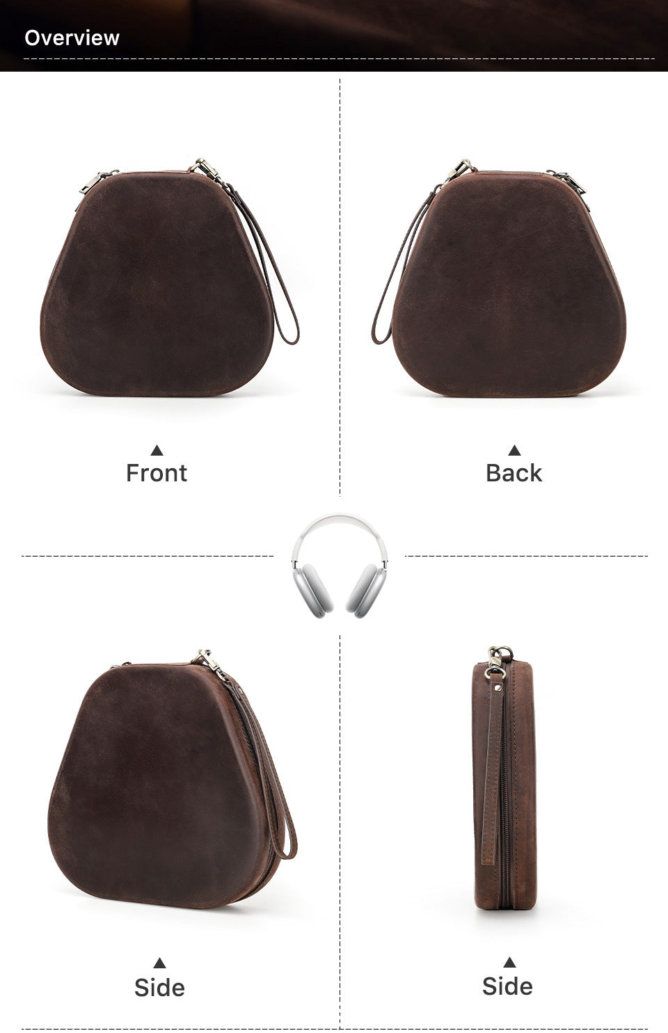 KAKAVY Genuine Leather AirPods Max Case leather AirPods case detail photo 4
