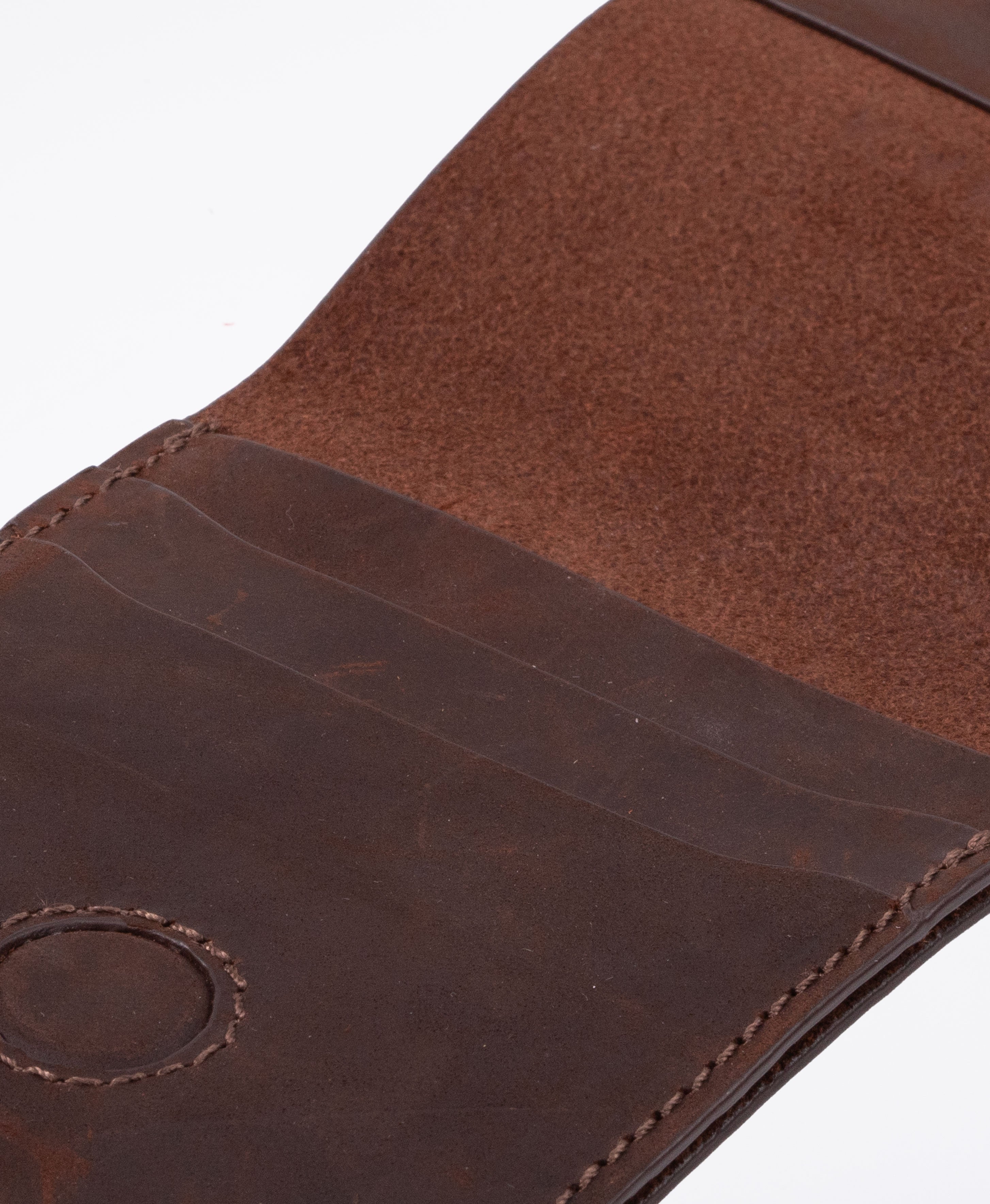 Vintage handgemaakte volnerf leren portemonnee met drukknopen