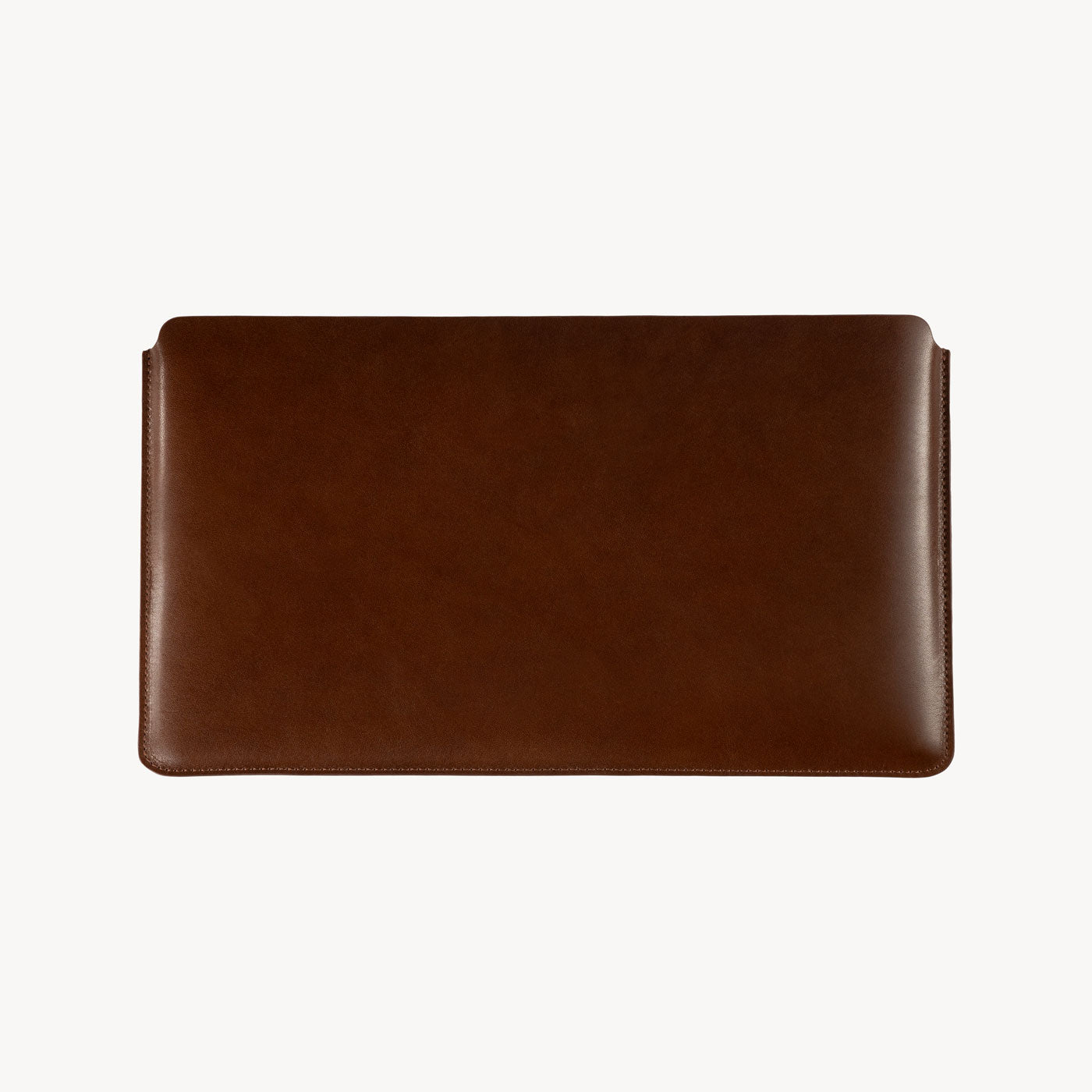 Brown full grain leather sleeve for iPad and MacBook