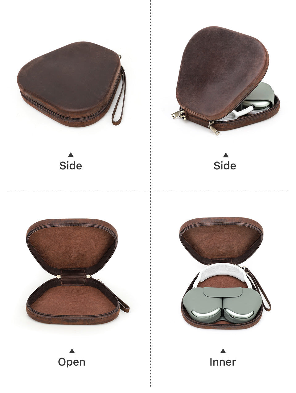 KAKAVY Genuine Leather AirPods Max Case leather AirPods case detail photo 5