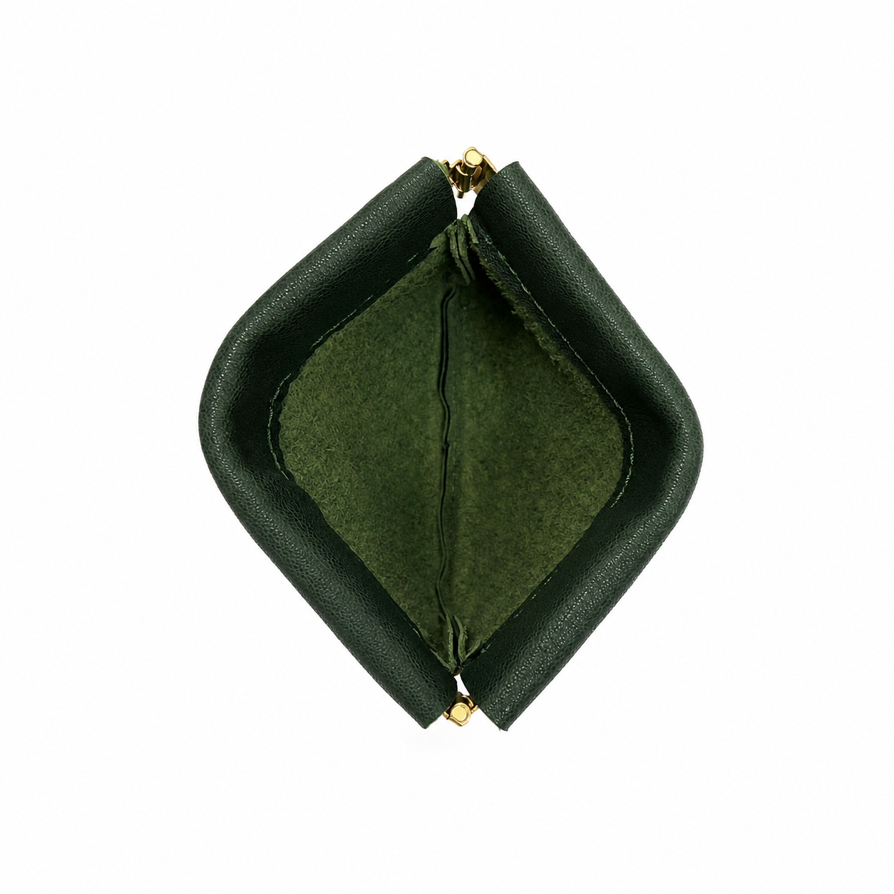 Green Handcrafted Leather Spring-Top Coin Purse - product view 5