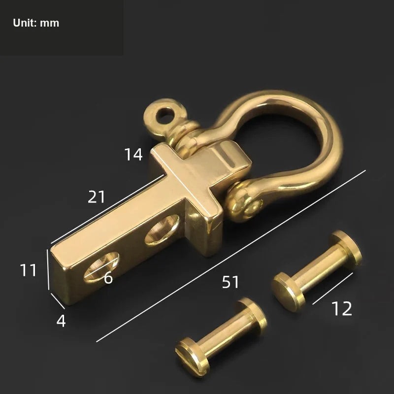 Brass horseshoe shackle keychain dimensions in millimeters