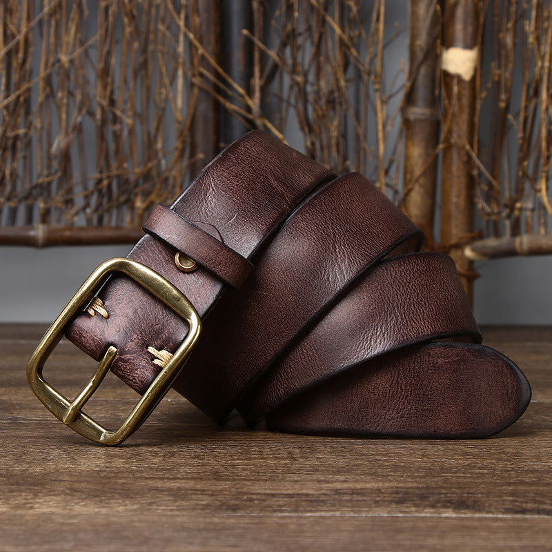American Vintage Distressed Top-Grain Leather Belt - product view 11