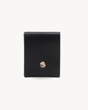 Handmade Full-Grain Saddle Leather Vertical Snap Wallet - front closed view