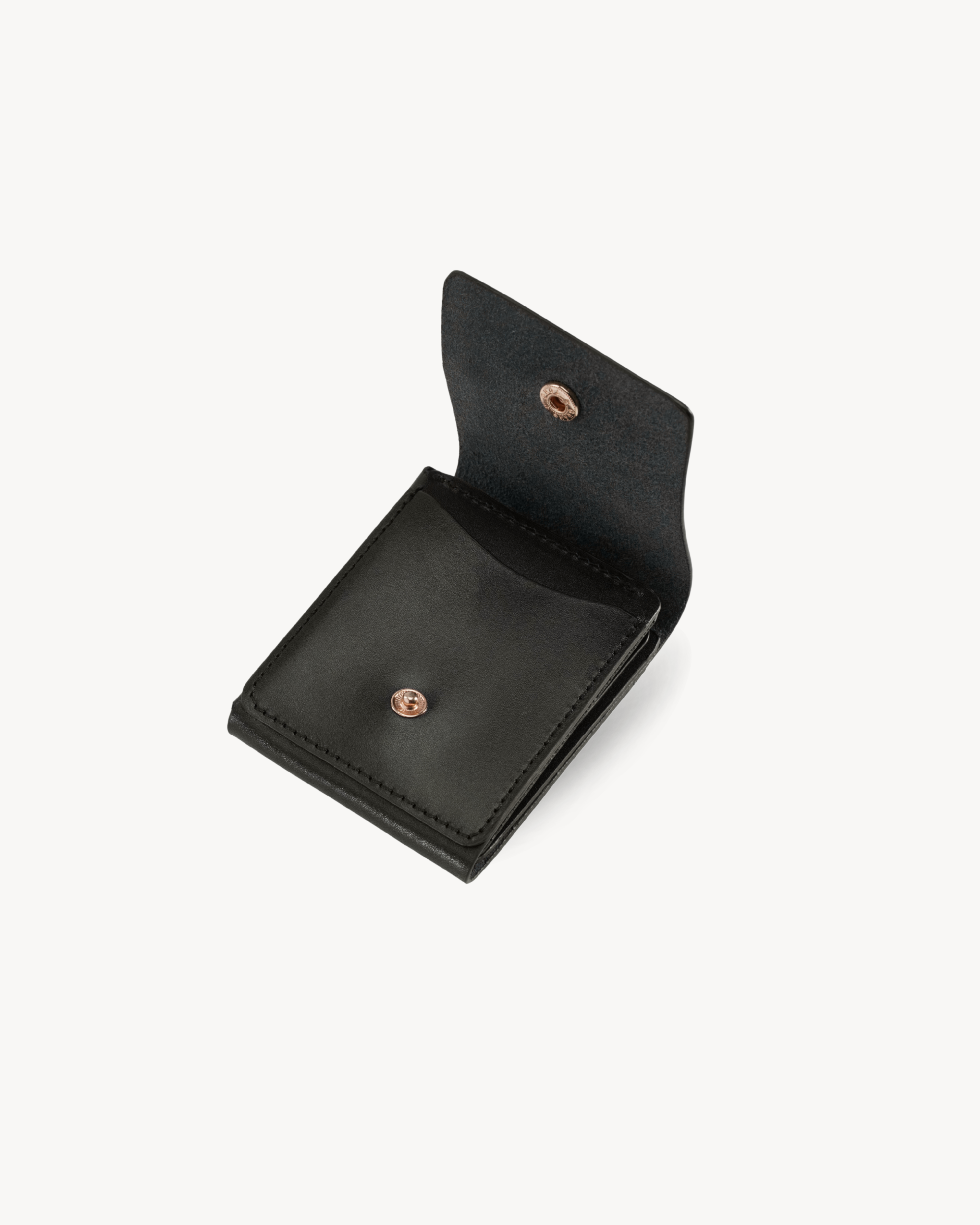 Handmade Full-Grain Saddle Leather Vertical Snap Wallet - open interior view