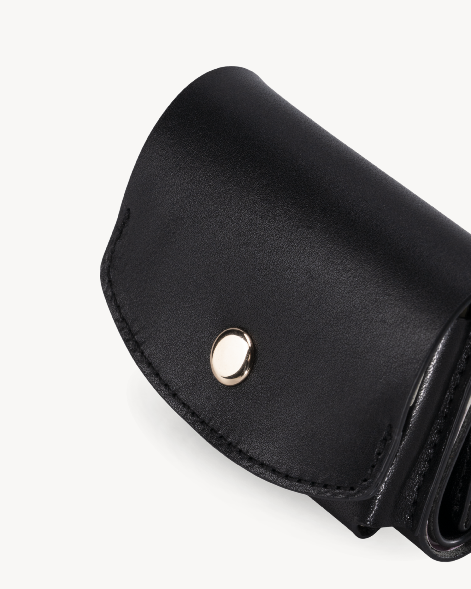 Handmade Full-Grain Saddle Leather Trifold Wallet - Black - full-grain saddle leather and snap detail