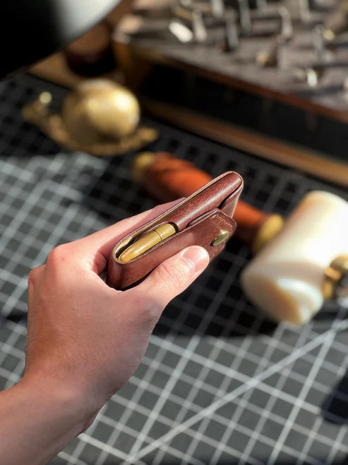 Kakavy Slim Leather Wallet with Pen Slot – Handcrafted Full-Grain EDC Wallet