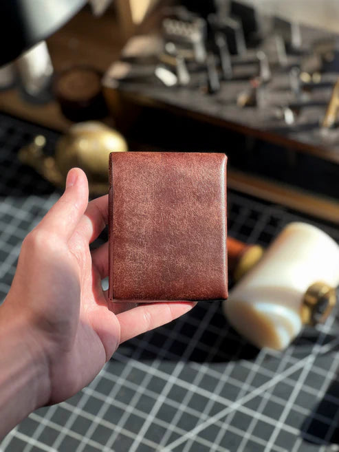Kakavy Slim Leather Wallet with Pen Slot – Handcrafted Full-Grain EDC Wallet