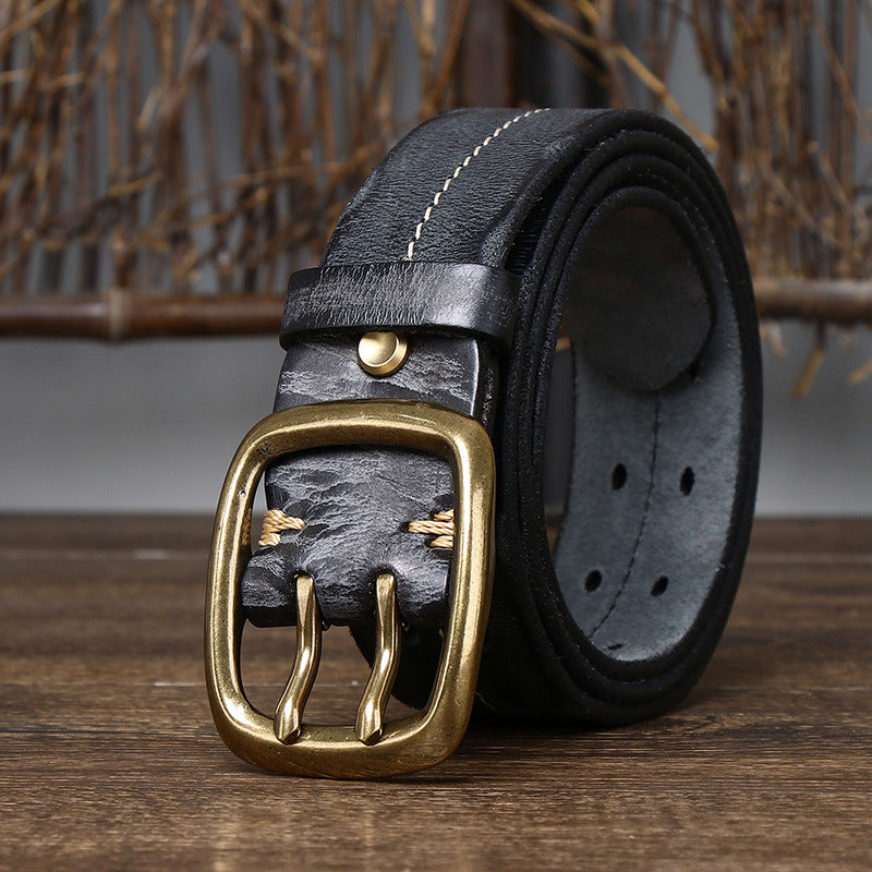 Vintage Top-Grain Leather Double-Prong Belt - product view 1