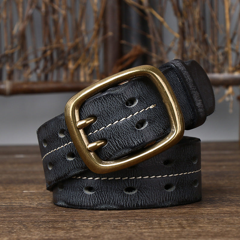 Vintage Top-Grain Leather Double-Prong Belt - product view 5