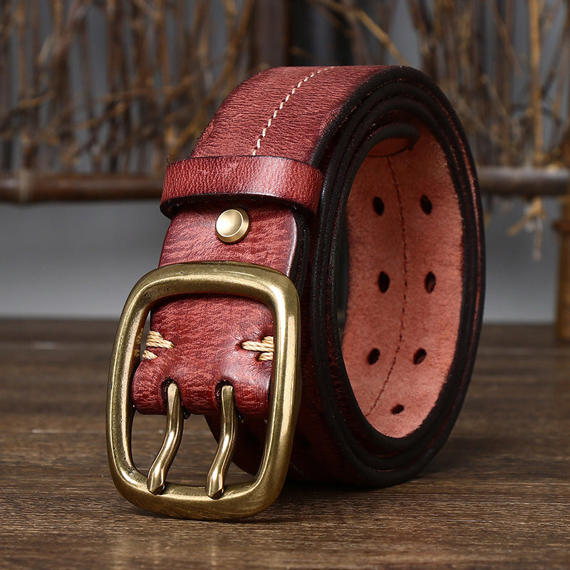 Vintage Top-Grain Leather Double-Prong Belt - product view 4