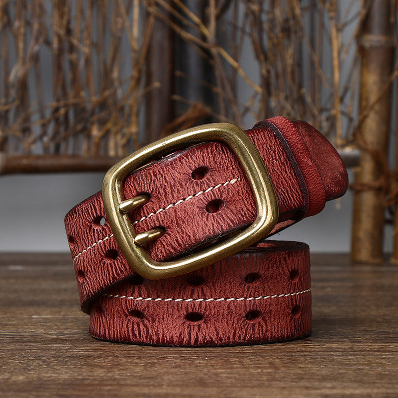Vintage Top-Grain Leather Double-Prong Belt - product view 7