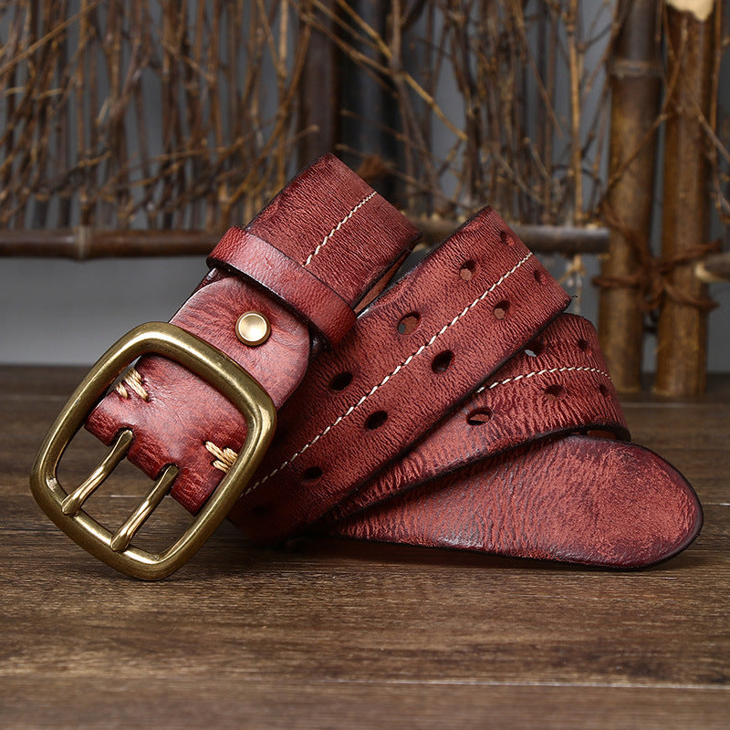 Vintage Top-Grain Leather Double-Prong Belt - product view 8