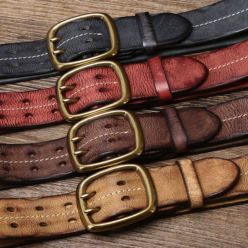 Vintage Top-Grain Leather Double-Prong Belt - product view 9