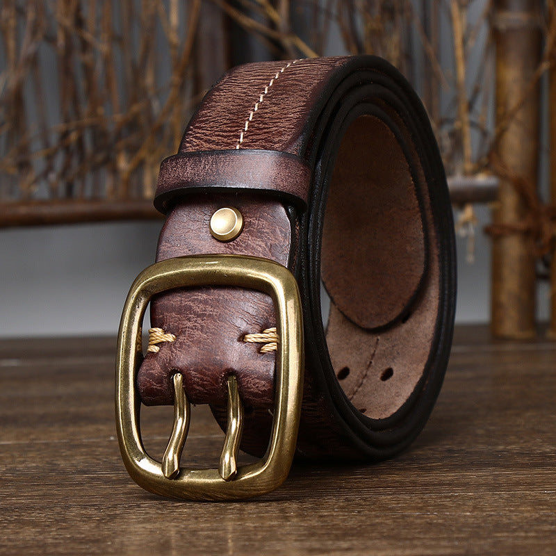 Vintage Top-Grain Leather Double-Prong Belt - product view 2