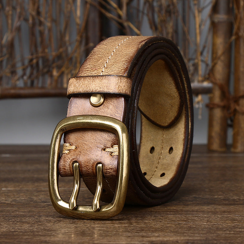 Vintage Top-Grain Leather Double-Prong Belt - product view 3