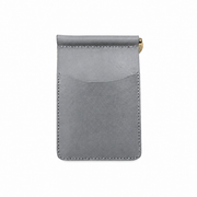 Grey Full-Grain Leather Money Clip Wallet