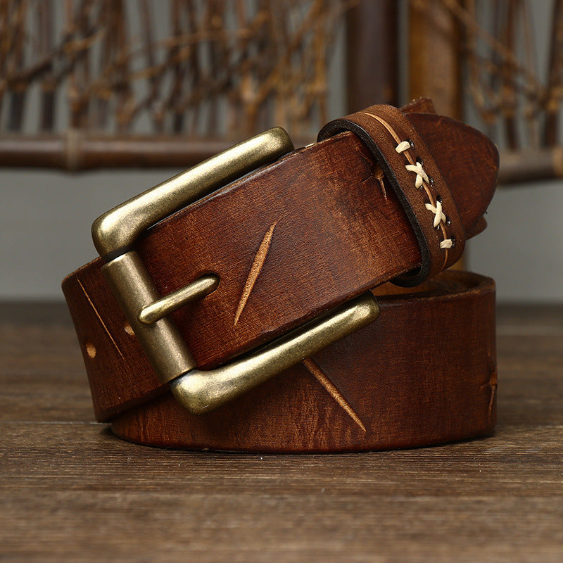 Hand-Stitched Vintage Top-Grain Leather Belt - product view 5