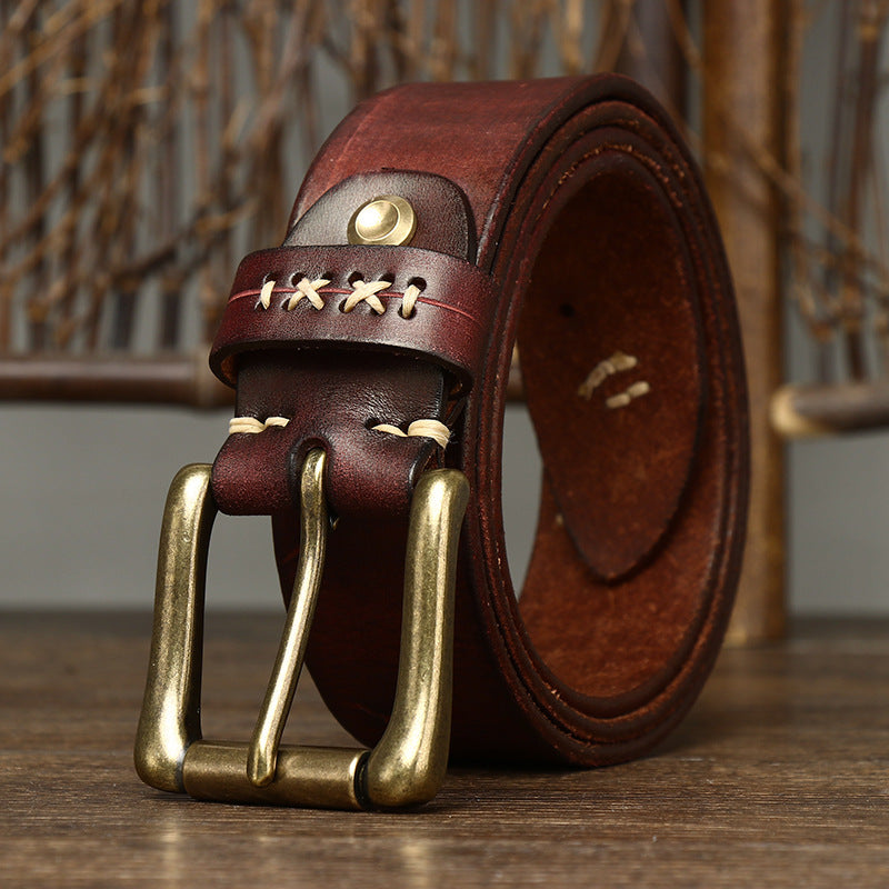 Hand-Stitched Vintage Top-Grain Leather Belt - product view 4