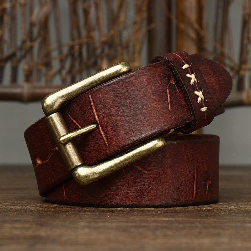 Hand-Stitched Vintage Top-Grain Leather Belt - product view 7