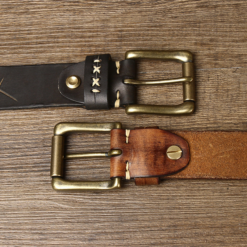 Hand-Stitched Vintage Top-Grain Leather Belt - product view 9