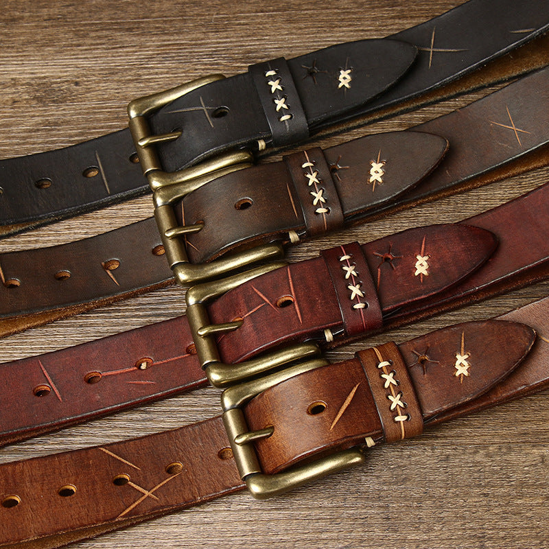 Hand-Stitched Vintage Top-Grain Leather Belt - product view 10