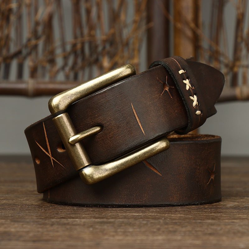 Hand-Stitched Vintage Top-Grain Leather Belt - product view 13