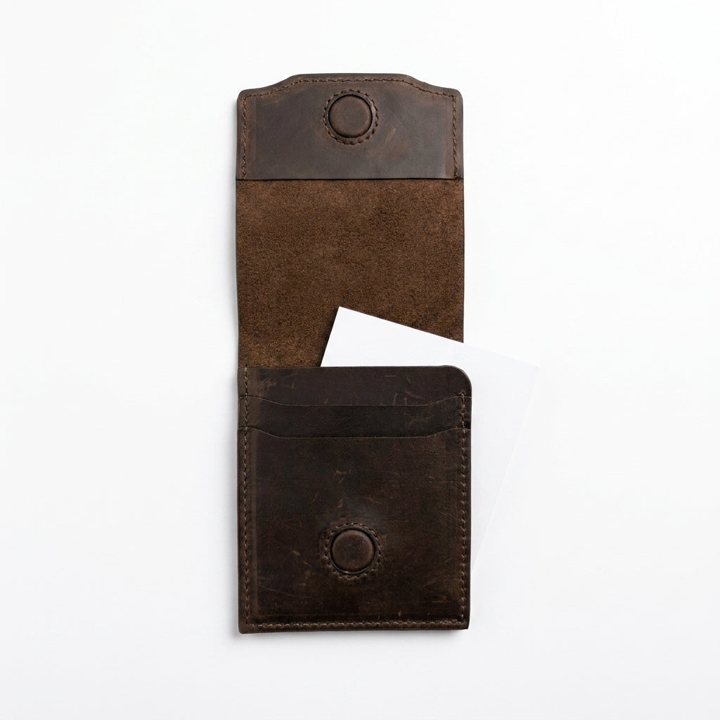 KAKAVY Vintage Handcrafted Full-Grain Leather Snap Wallet detail image 2