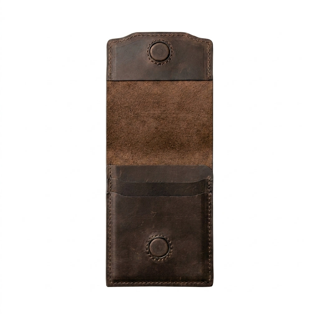 KAKAVY Vintage Handcrafted Full-Grain Leather Snap Wallet detail image 3