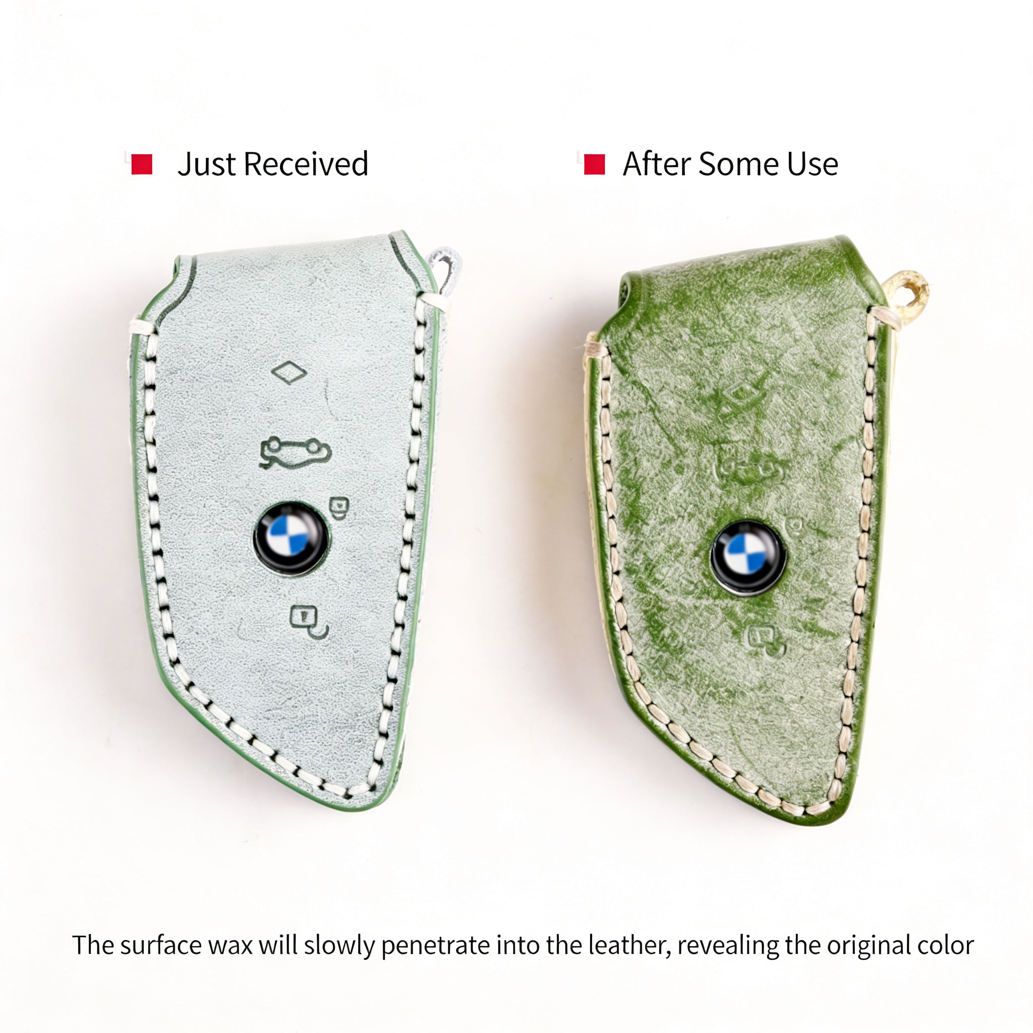 Handgjort nyckelfodral i äkta läder för BMW