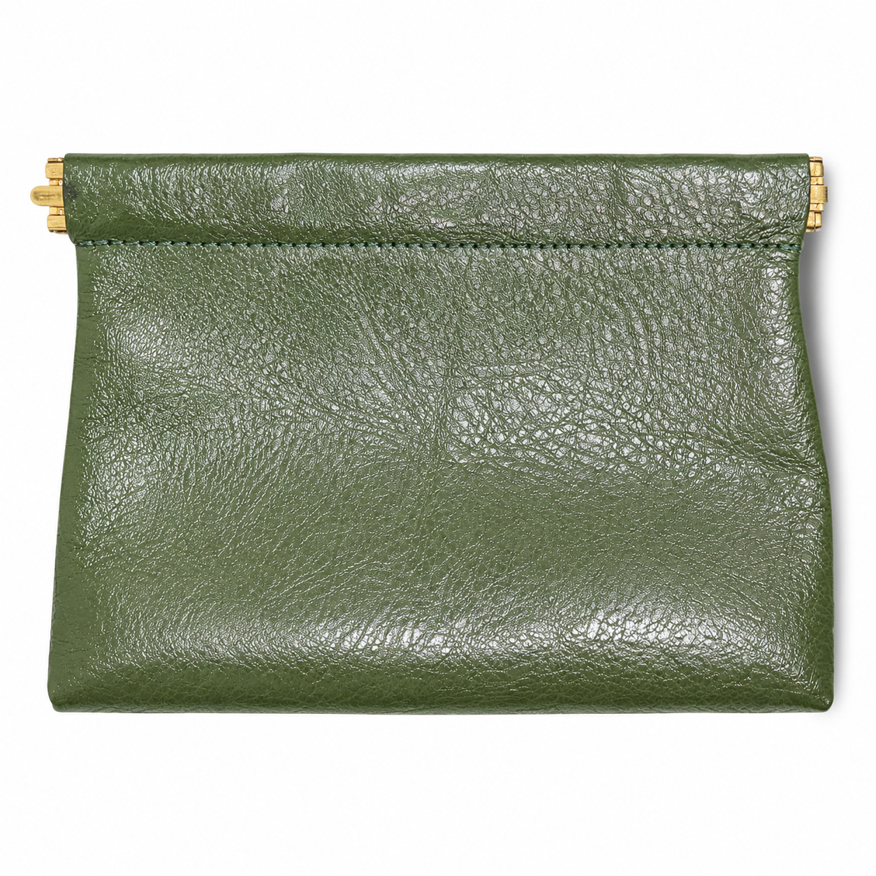 Green Handcrafted Leather Spring-Top Coin Purse - product view 7