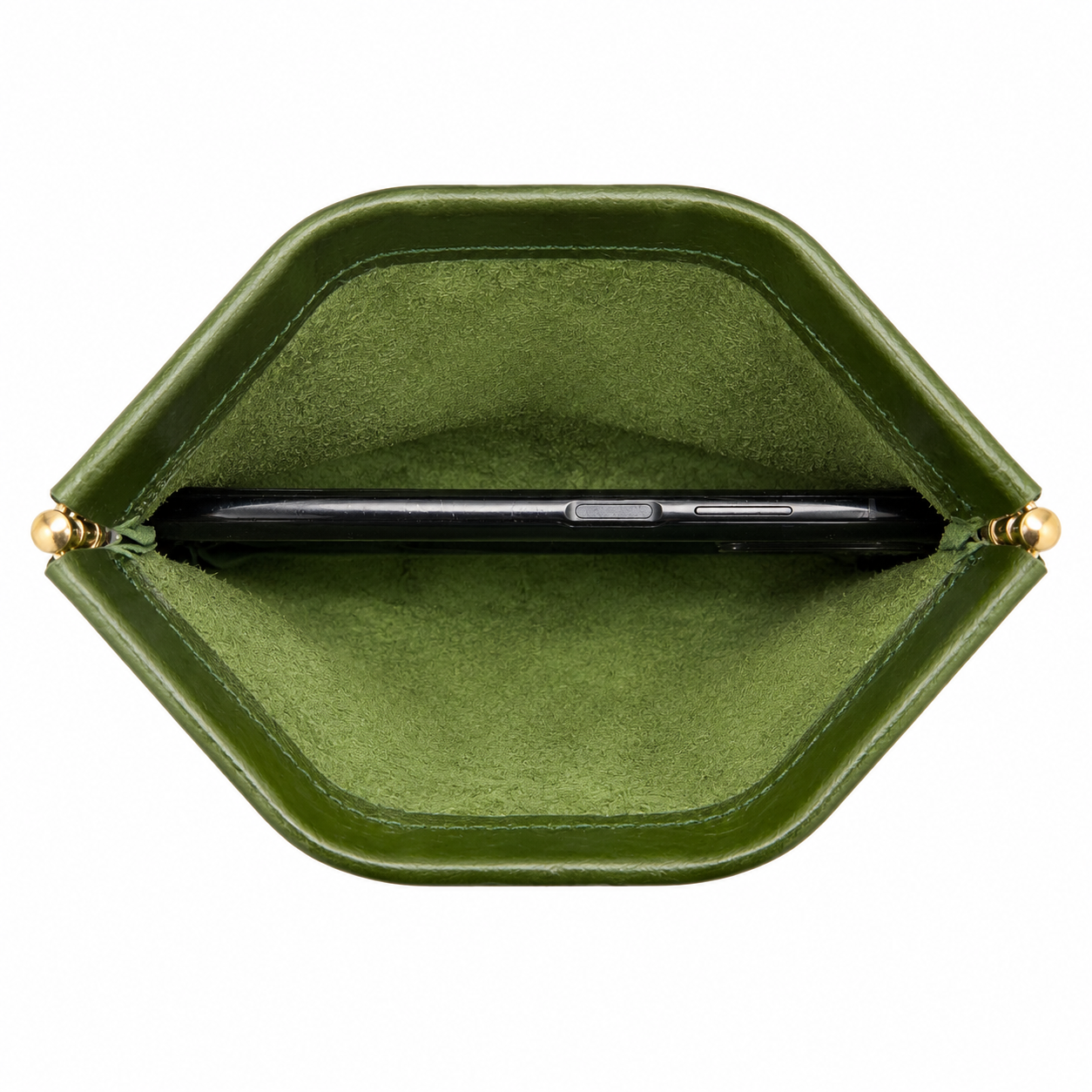 Green Handcrafted Leather Spring-Top Coin Purse - product view 8