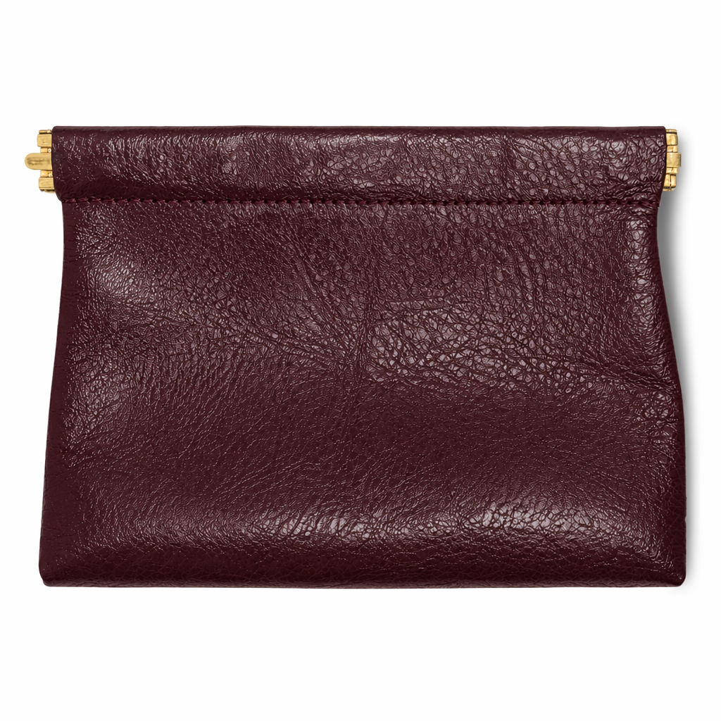 Red Handcrafted Leather Spring-Top Coin Purse - product view 5