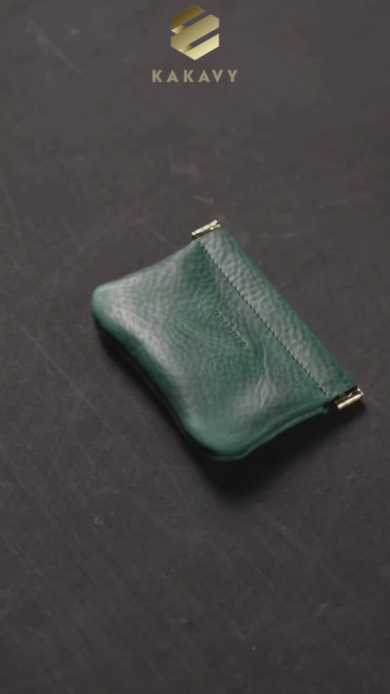 KAKAVY green leather coin pouch video