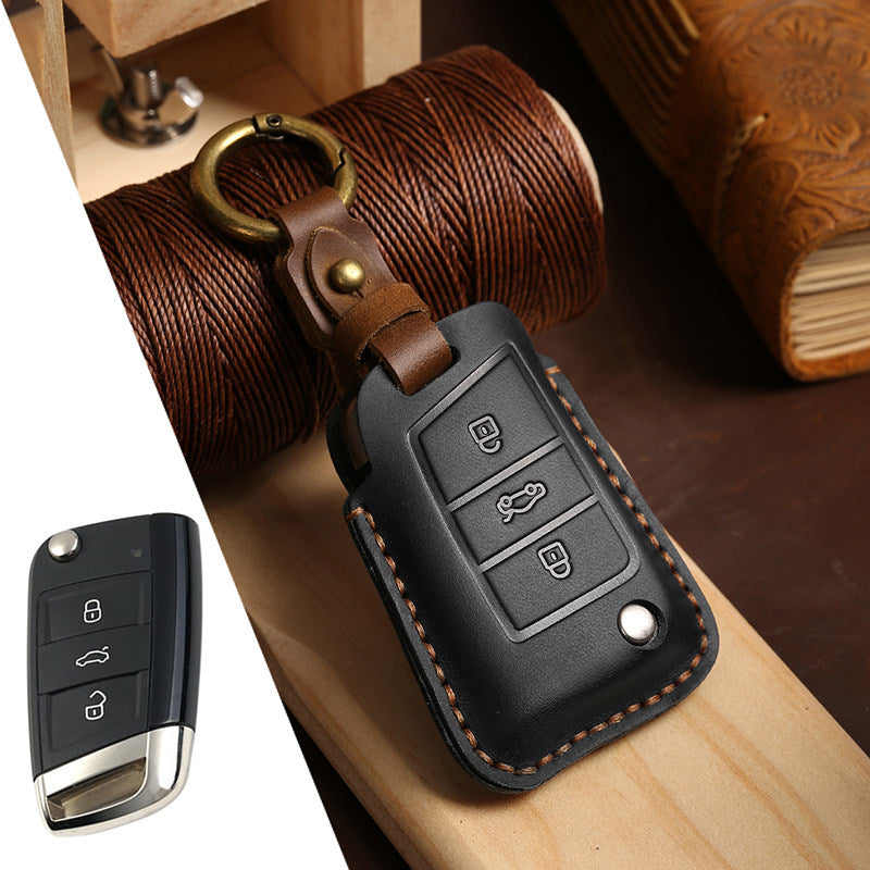 KAKAVY Top Grain Leather Volkswagen key Case detail image 12