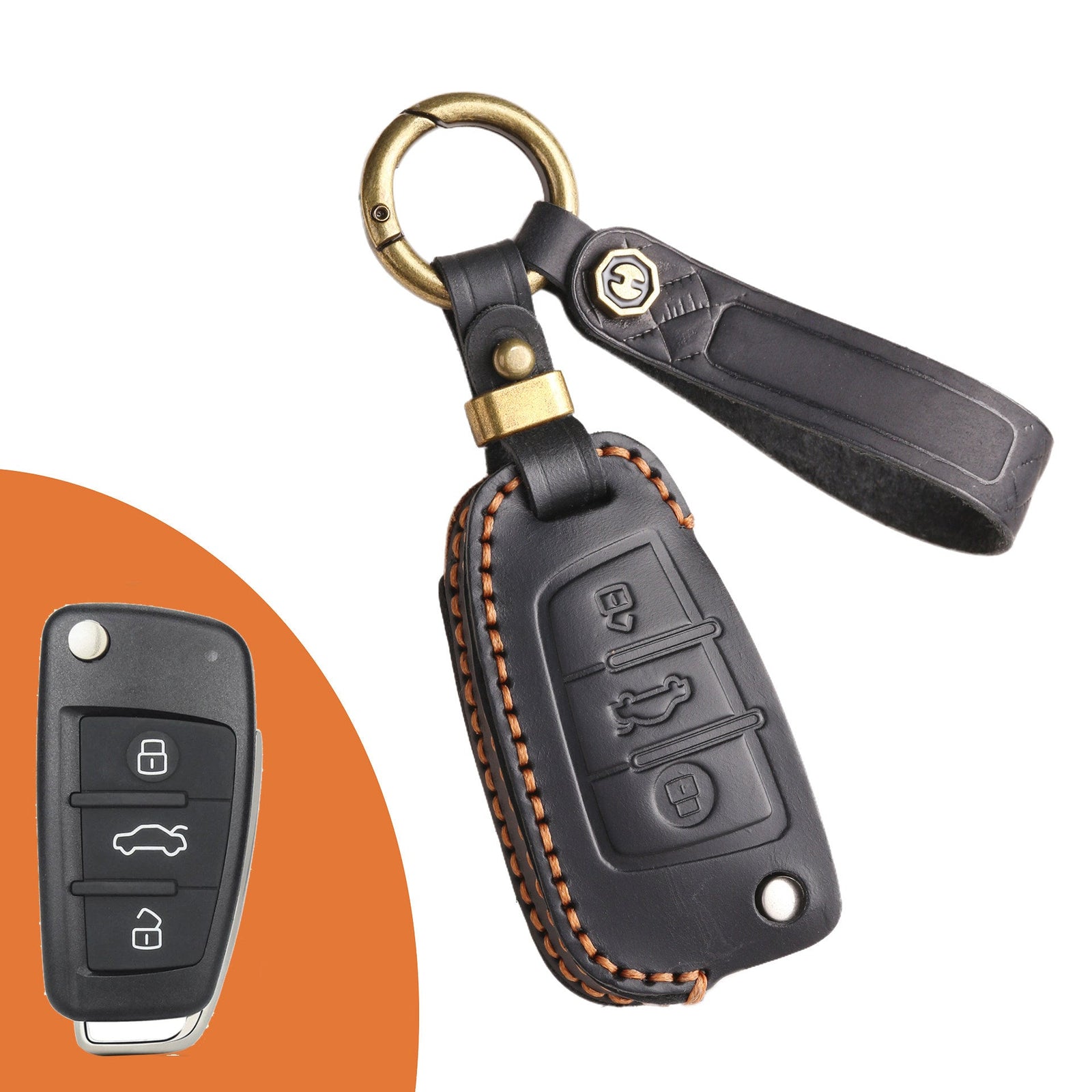 KAKAVY Top Grain Leather Audi Key Case detail image 15