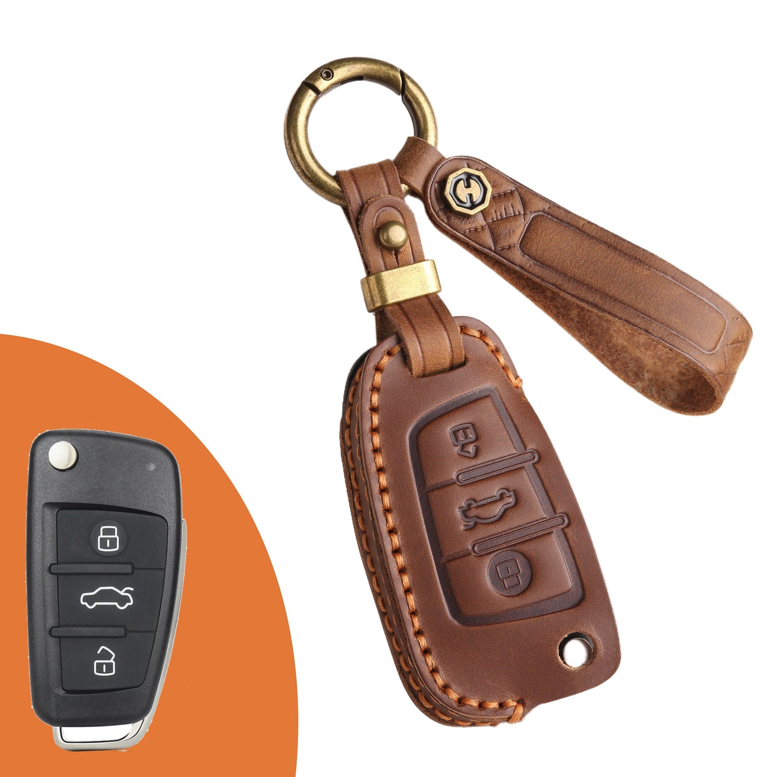 KAKAVY Top Grain Leather Audi Key Case detail image 16