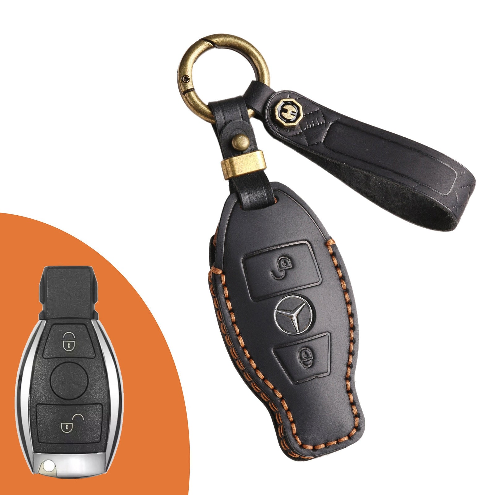 KAKAVY Top Grain Leather Mercedes Key Case detail image 19