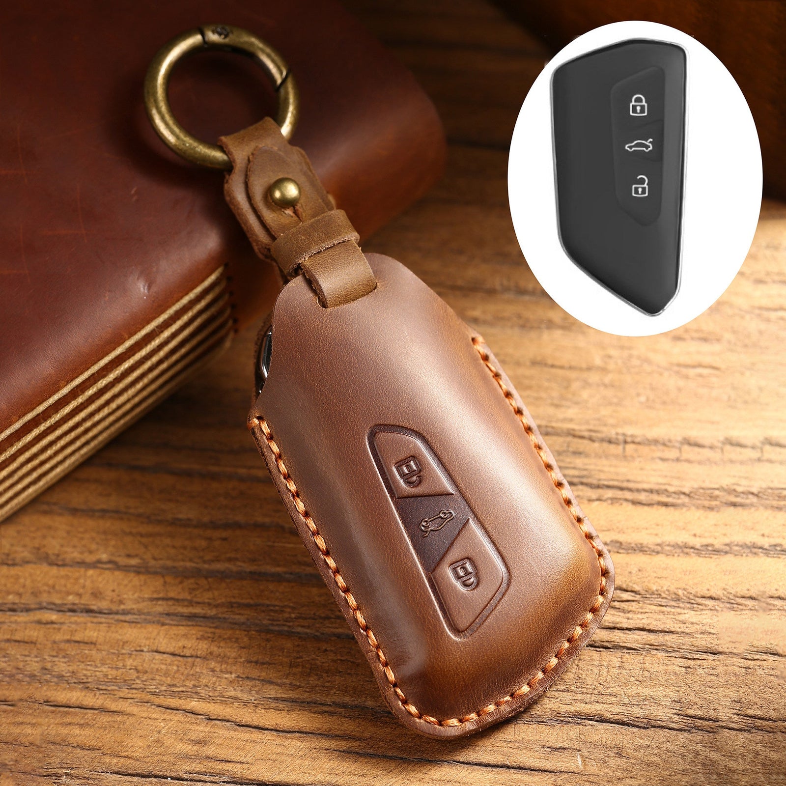 KAKAVY Top Grain Leather Volkswagen key Case detail image 16
