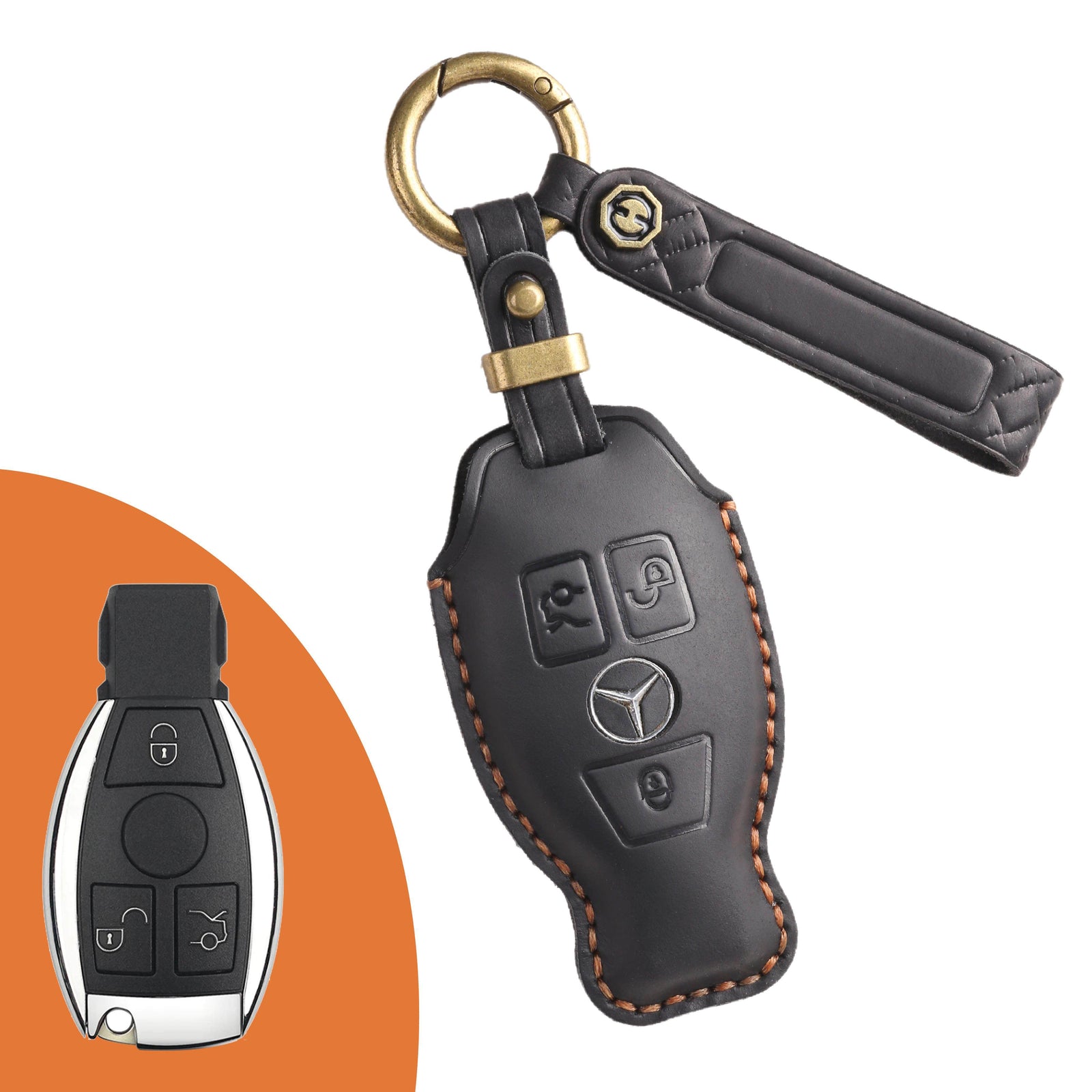 KAKAVY Top Grain Leather Mercedes Key Case detail image 7