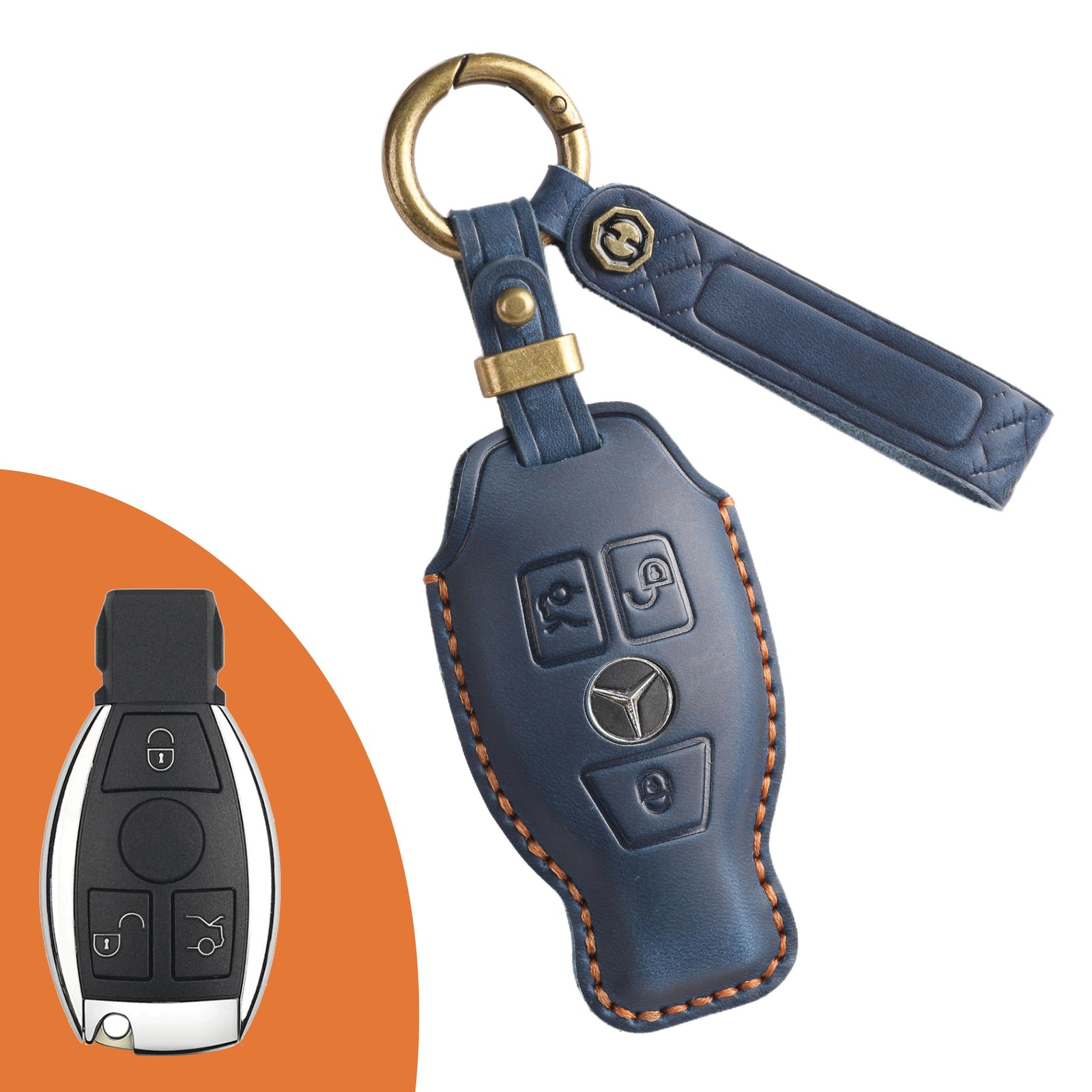 KAKAVY Top Grain Leather Mercedes Key Case detail image 9