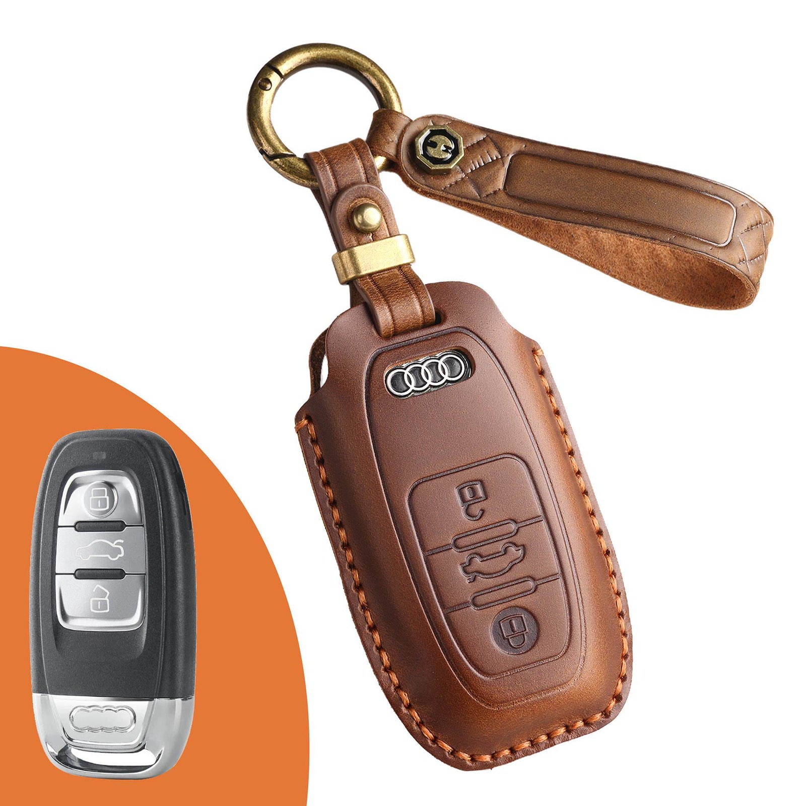 KAKAVY Top Grain Leather Audi Key Case detail image 11
