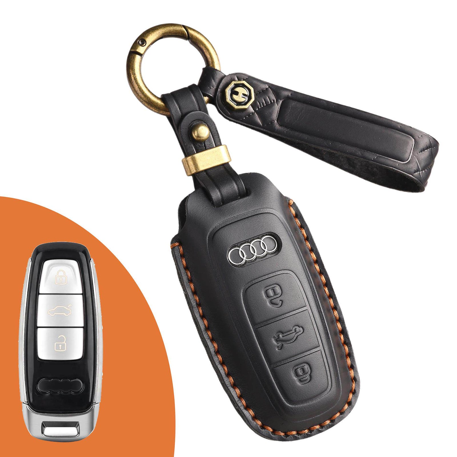 KAKAVY Top Grain Leather Audi Key Case detail image 13